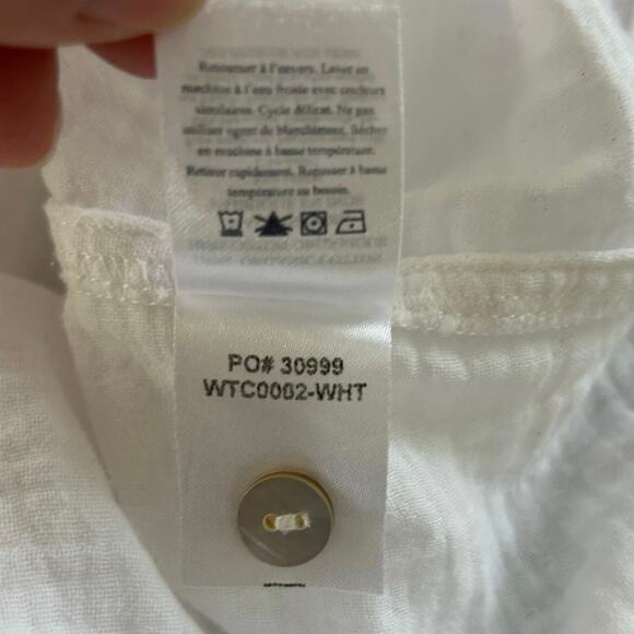 Faherty Women Short Sleeve Gauze Blouse Top Coastal Beach Vacation White Medium - Picture 7 of 9